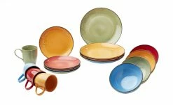 Peill+Putzler Kombiservice, 16-teilig Amalfi | Orange / Azurblau / Naturgrün / Feuerrot